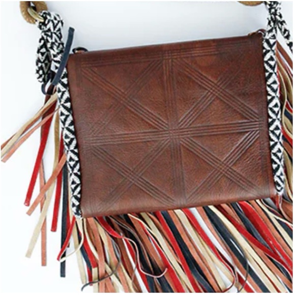 Free People Handbags - Free People Small Leather Fringe Tassel Crossbody Purse